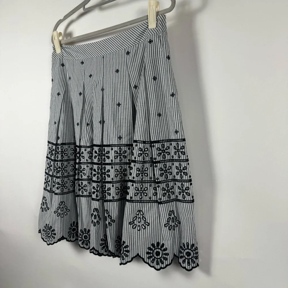 Talbots Skirt NWT Size 12 Striped Embroidered‎ Skirt Eyelet Boho Cottagecore